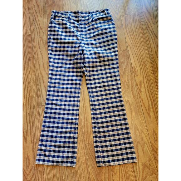 1960s Vintage Levi’s Gentleman Jeans Size 38 Navy Cream Red Plaid - Picture 2 of 8